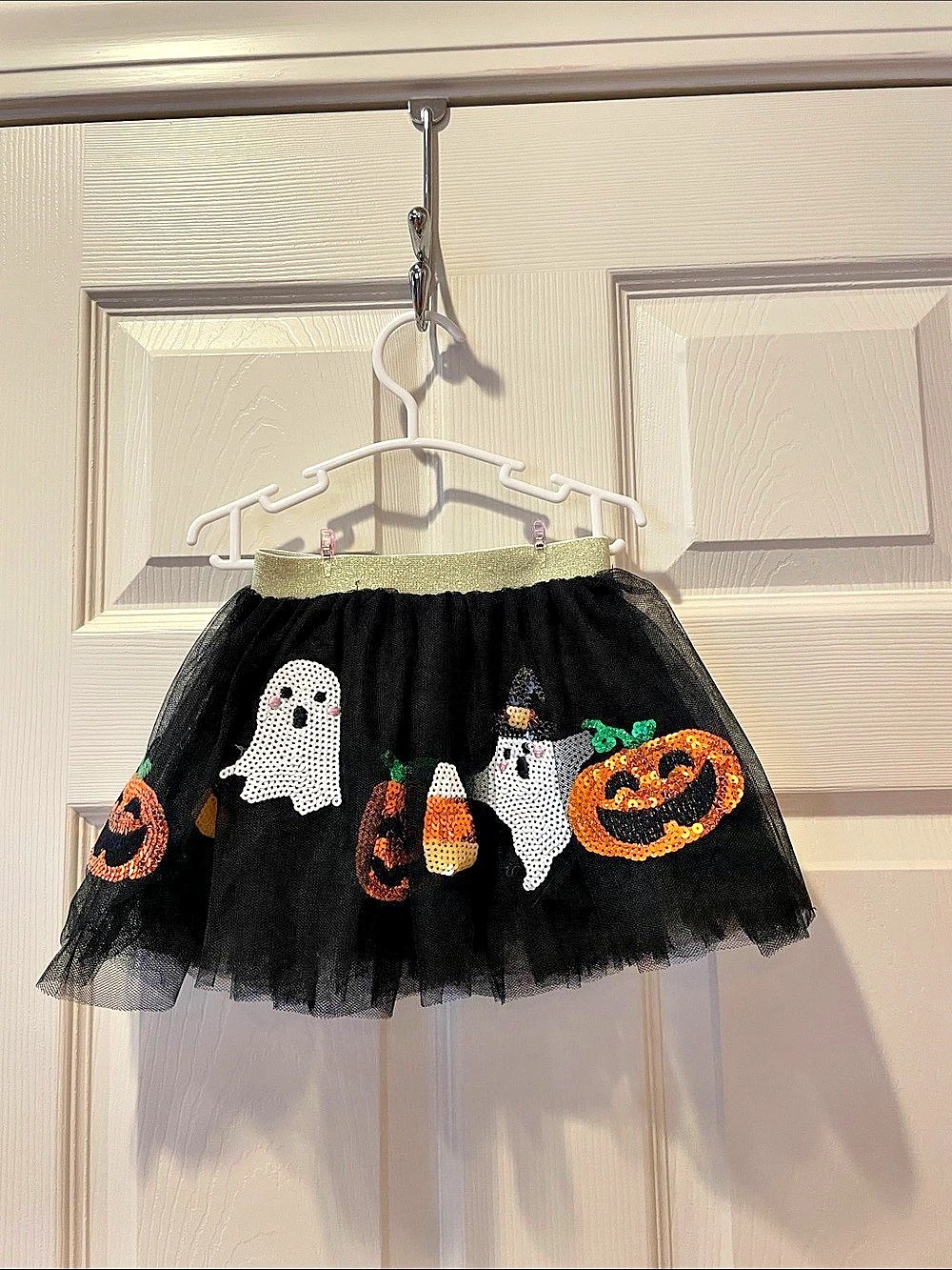 Mud Pie Halloween Sequin Tutu Skirt Black & Gold Girls fits size 3T and up/NWT